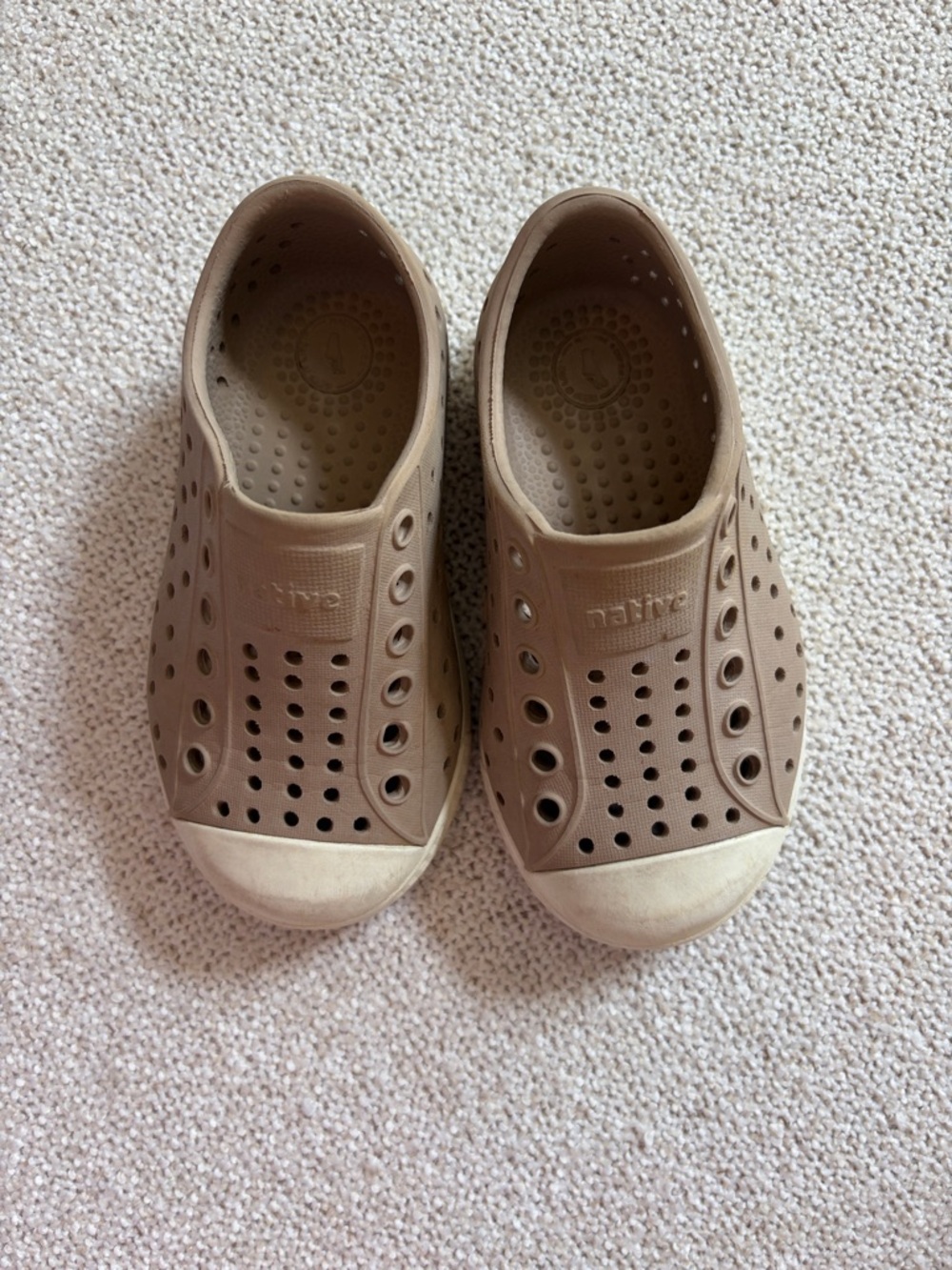Native Kids Slip-On Water Shoes in Flax Tan/Shell White